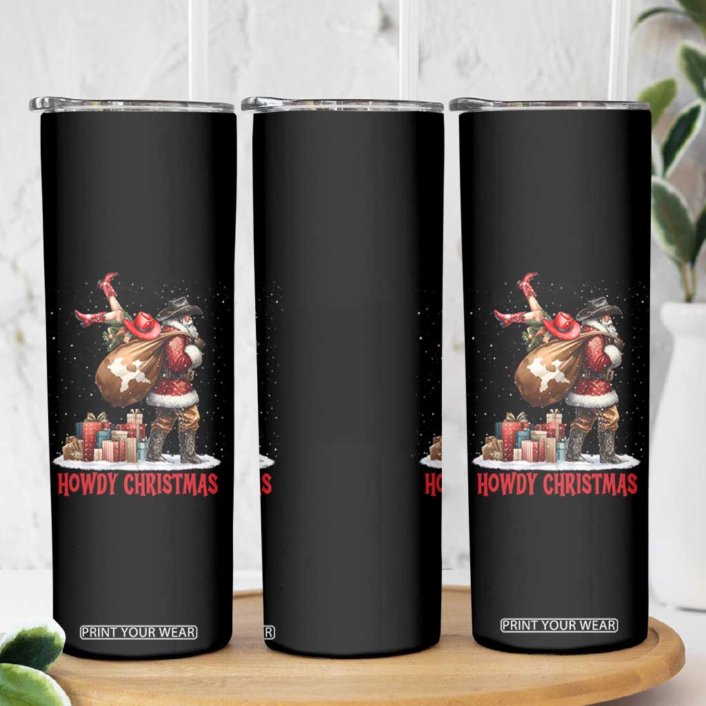 Cowboy Santa Christmas Skinny Tumbler Funny Western Xmas - Print Your Wear