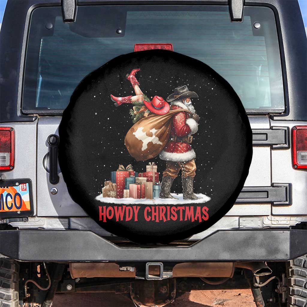 Cowboy Santa Christmas Spare Tire Cover Funny Western Xmas TS14 No hole Black Print Your Wear