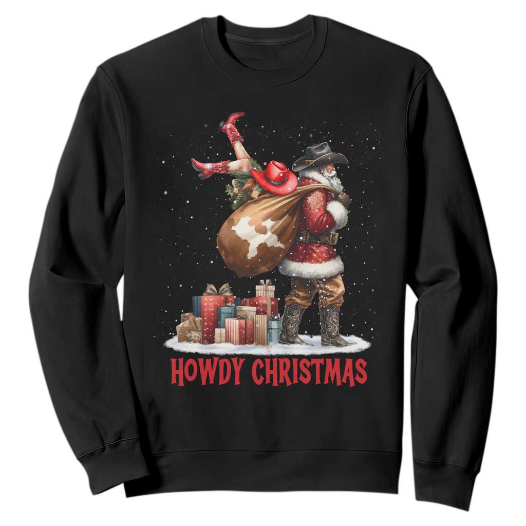 Cowboy Santa Christmas Sweatshirt Funny Western Xmas TS14 Black Print Your Wear