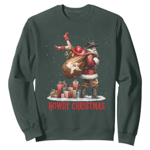 Cowboy Santa Christmas Sweatshirt Funny Western Xmas TS14 Dark Forest Green Print Your Wear