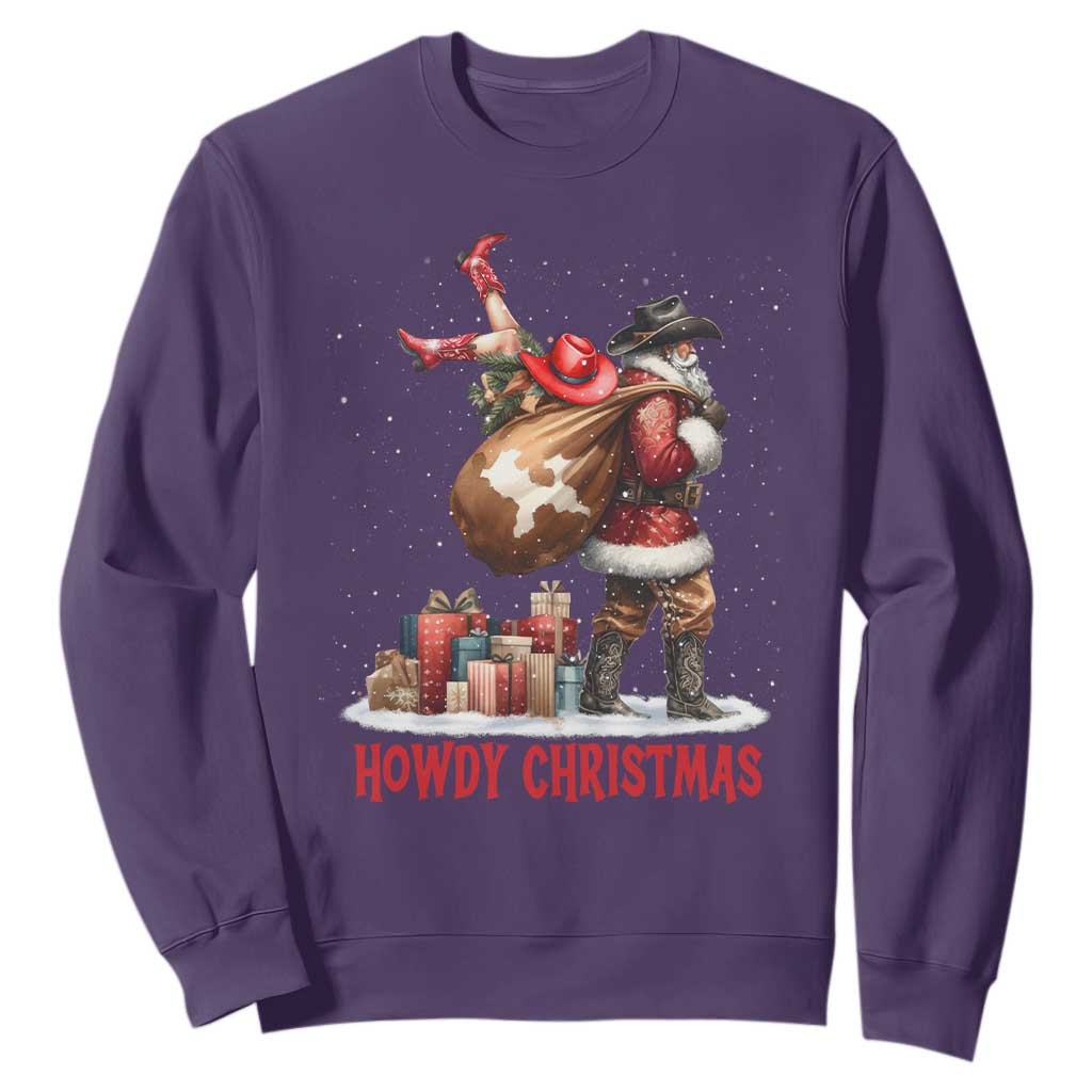 Cowboy Santa Christmas Sweatshirt Funny Western Xmas TS14 Purple Print Your Wear