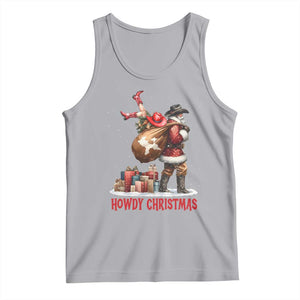 Cowboy Santa Christmas Tank Top Funny Western Xmas TS14 Athletic Heather Print Your Wear