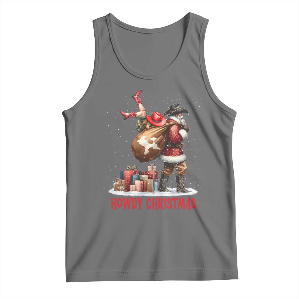 Cowboy Santa Christmas Tank Top Funny Western Xmas TS14 Black Heather Print Your Wear