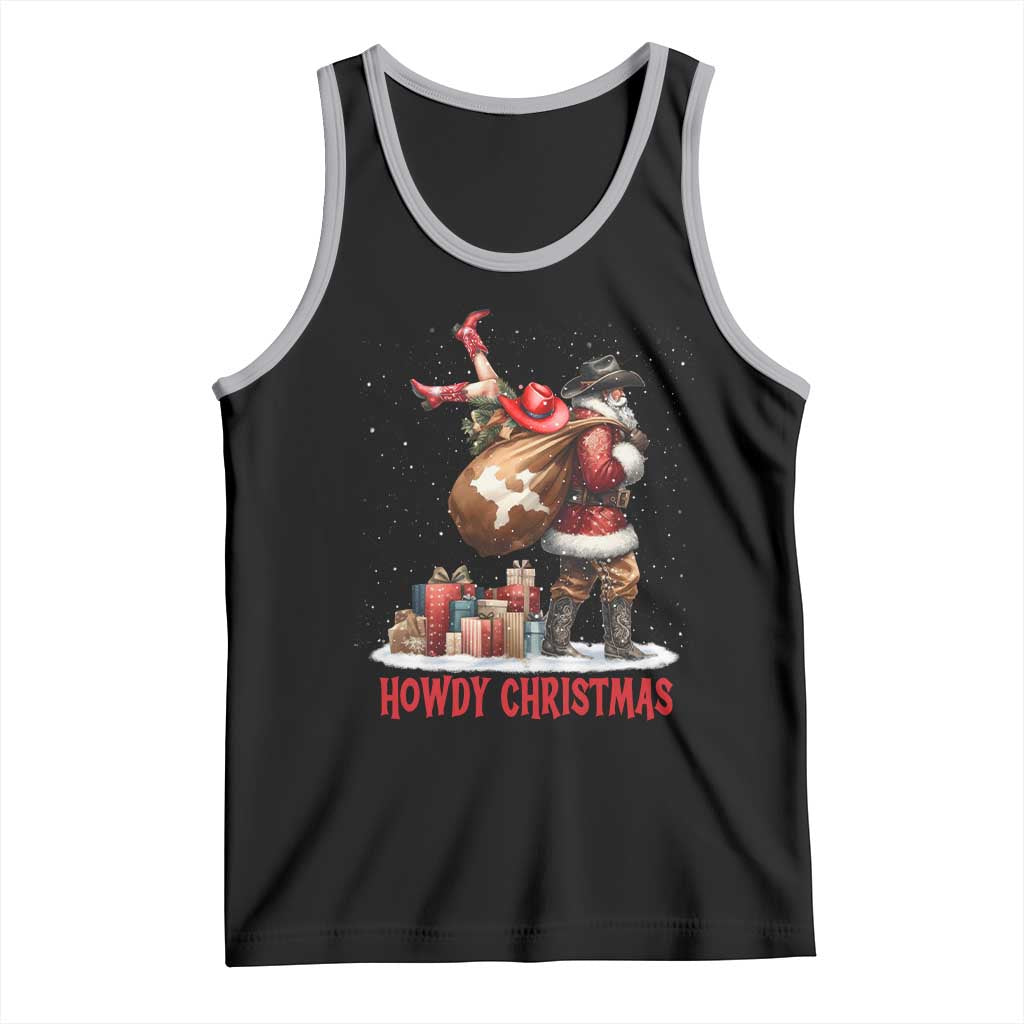 Cowboy Santa Christmas Tank Top Funny Western Xmas TS14 Black Athletic Heather Print Your Wear