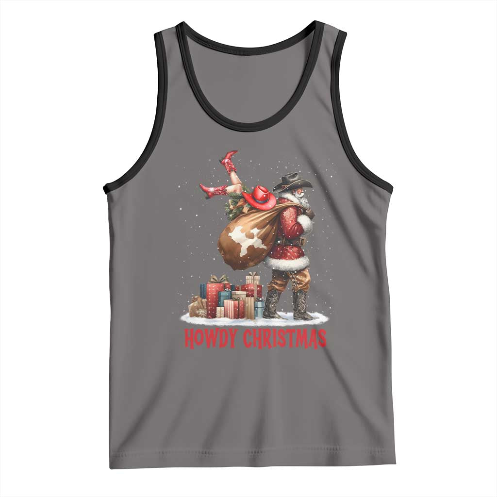 Cowboy Santa Christmas Tank Top Funny Western Xmas TS14 Deep Heather Black Print Your Wear