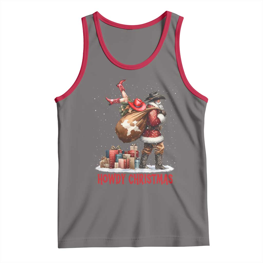 Cowboy Santa Christmas Tank Top Funny Western Xmas TS14 Deep Heather Red Print Your Wear