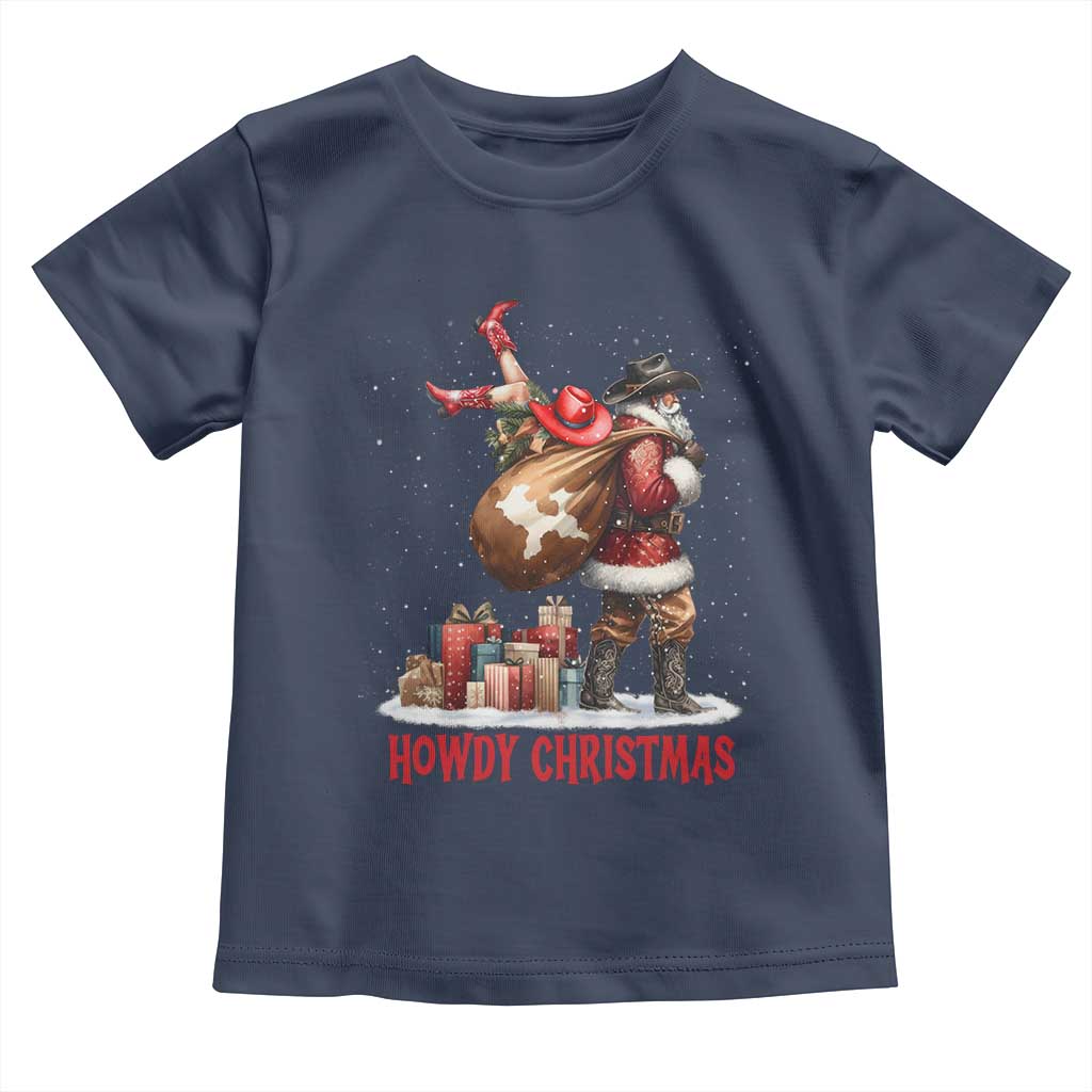 Cowboy Santa Christmas Toddler T Shirt Funny Western Xmas TS14 Navy Print Your Wear