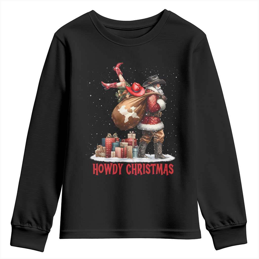 Cowboy Santa Christmas Youth Sweatshirt Funny Western Xmas TS14 Black Print Your Wear
