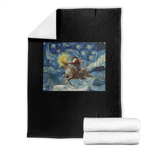 Cowboy Santa Starry Night Christmas Throw Blanket TS14 Black Print Your Wear
