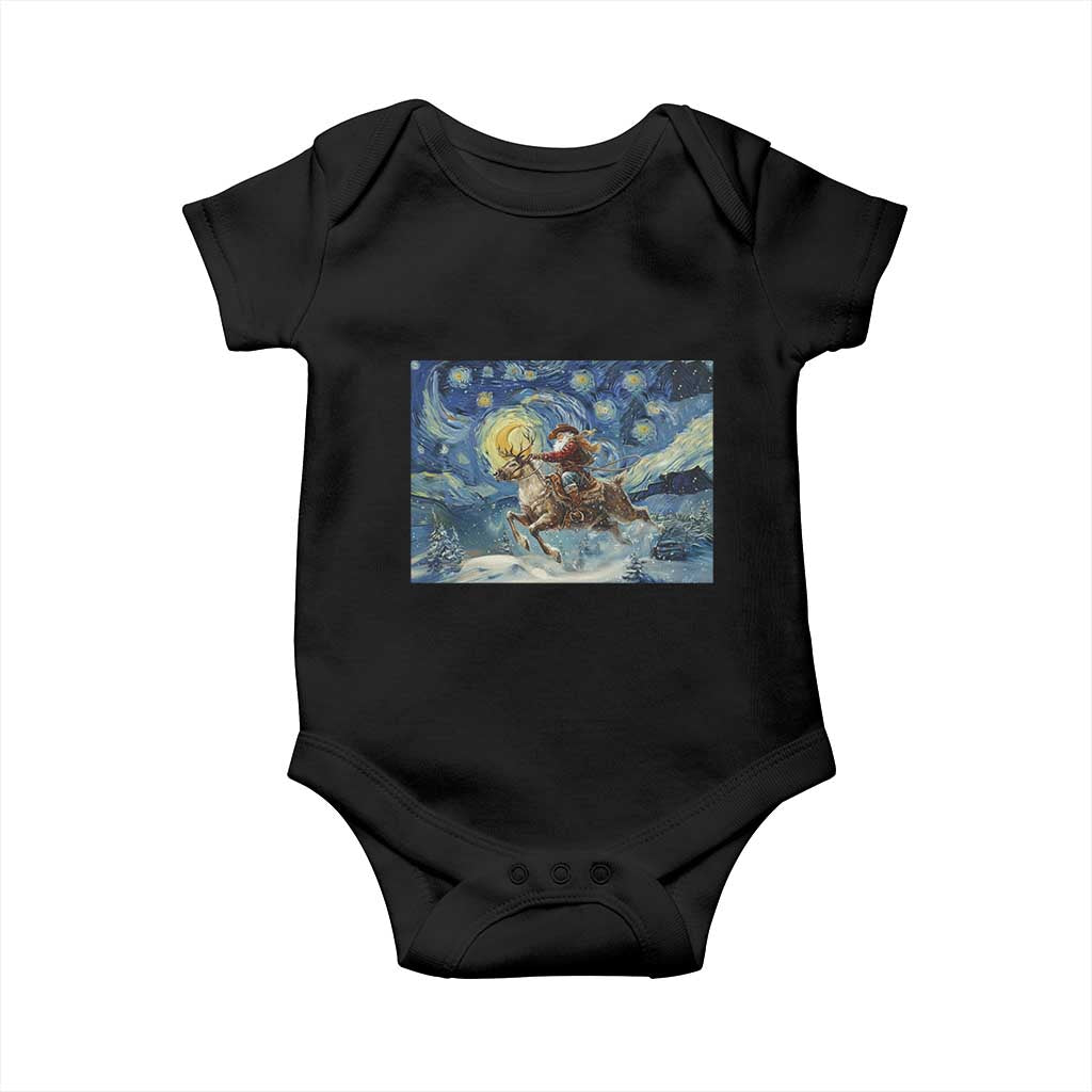Cowboy Santa Starry Night Christmas Baby Onesie TS14 Black Print Your Wear