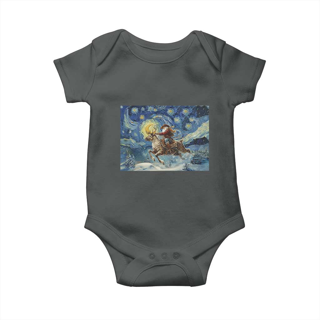 Cowboy Santa Starry Night Christmas Baby Onesie TS14 Dark Heather Print Your Wear