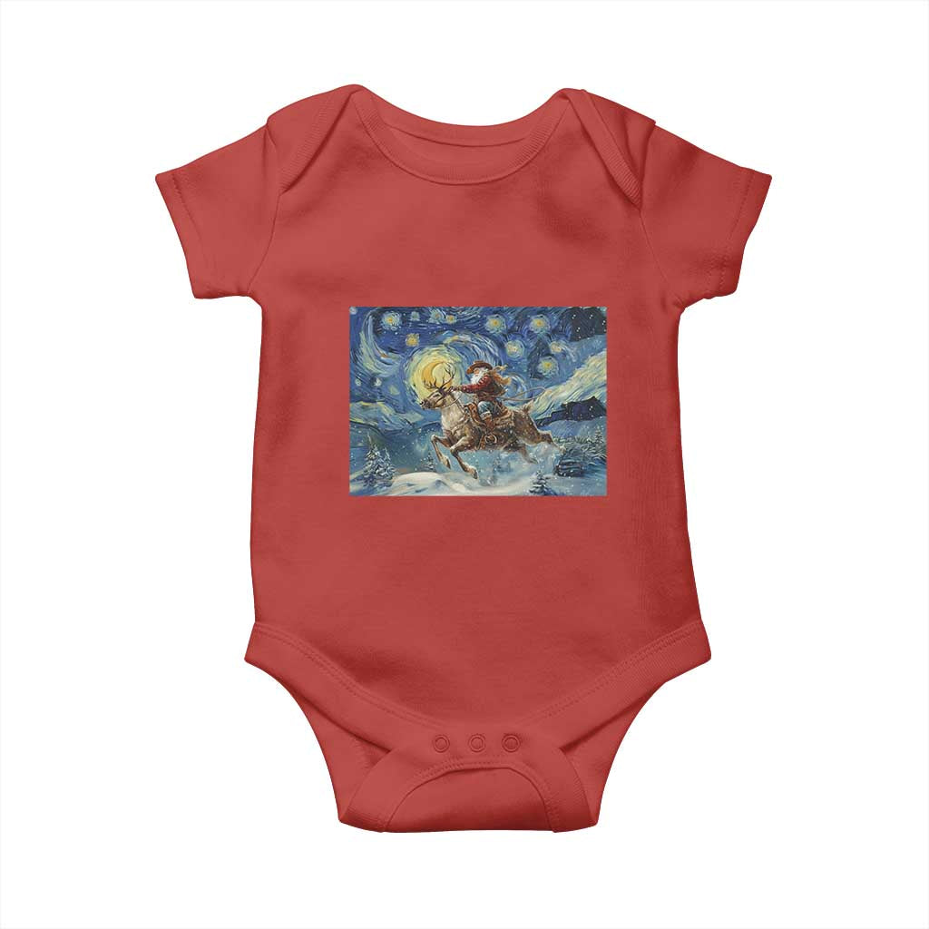 Cowboy Santa Starry Night Christmas Baby Onesie TS14 Red Print Your Wear