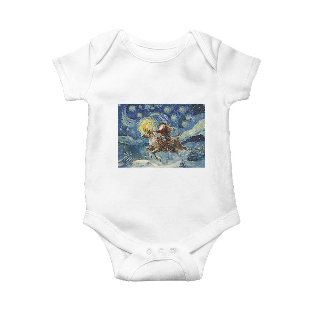 Cowboy Santa Starry Night Christmas Baby Onesie TS14 White Print Your Wear