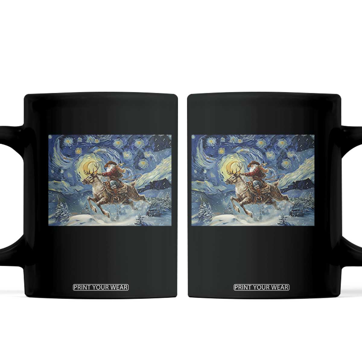 Cowboy Santa Starry Night Christmas Coffee Mug TS14 Black Print Your Wear
