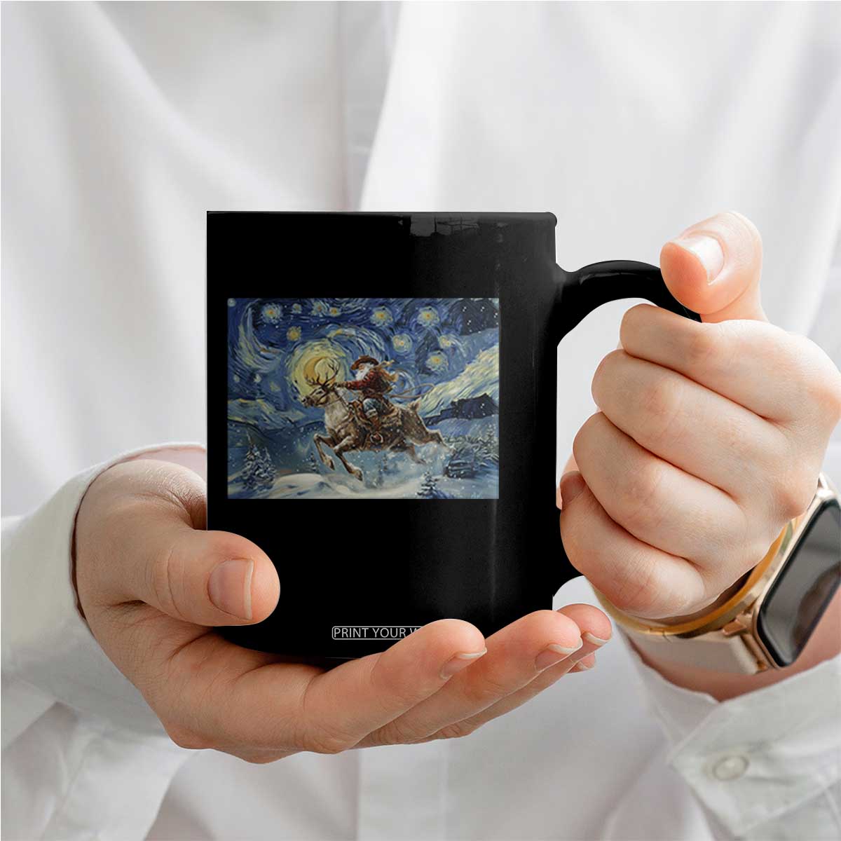 Cowboy Santa Starry Night Christmas Coffee Mug - Print Your Wear