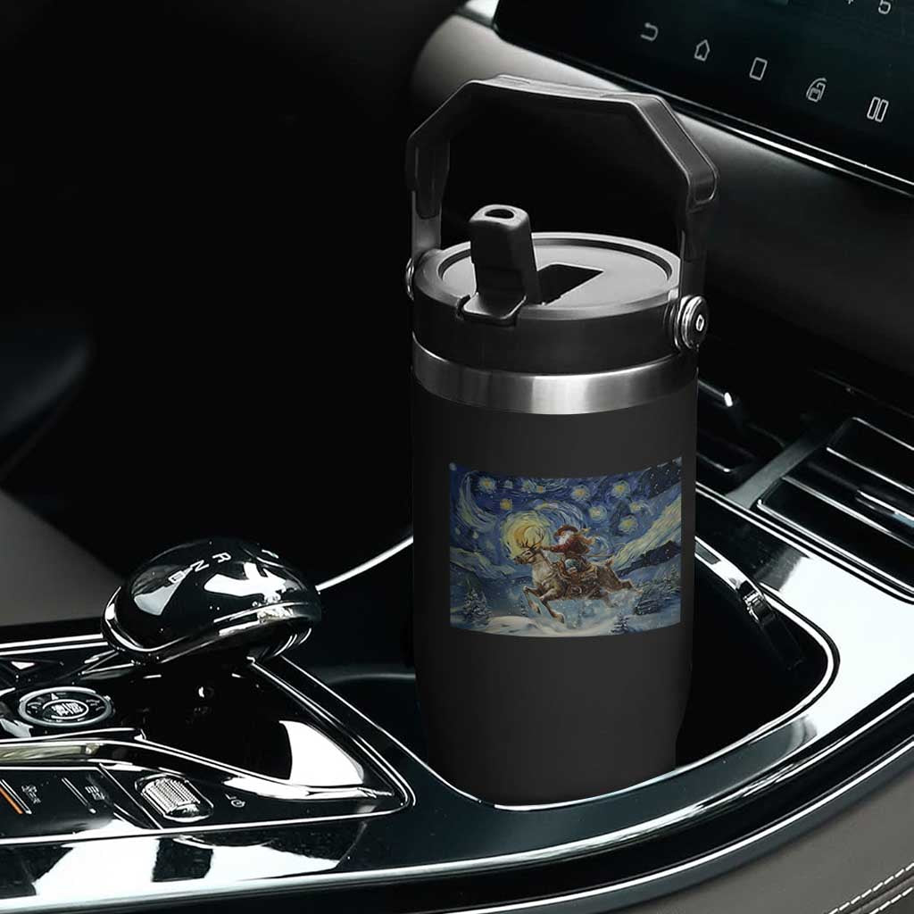 Cowboy Santa Starry Night Christmas Flip Straw Tumbler - Print Your Wear