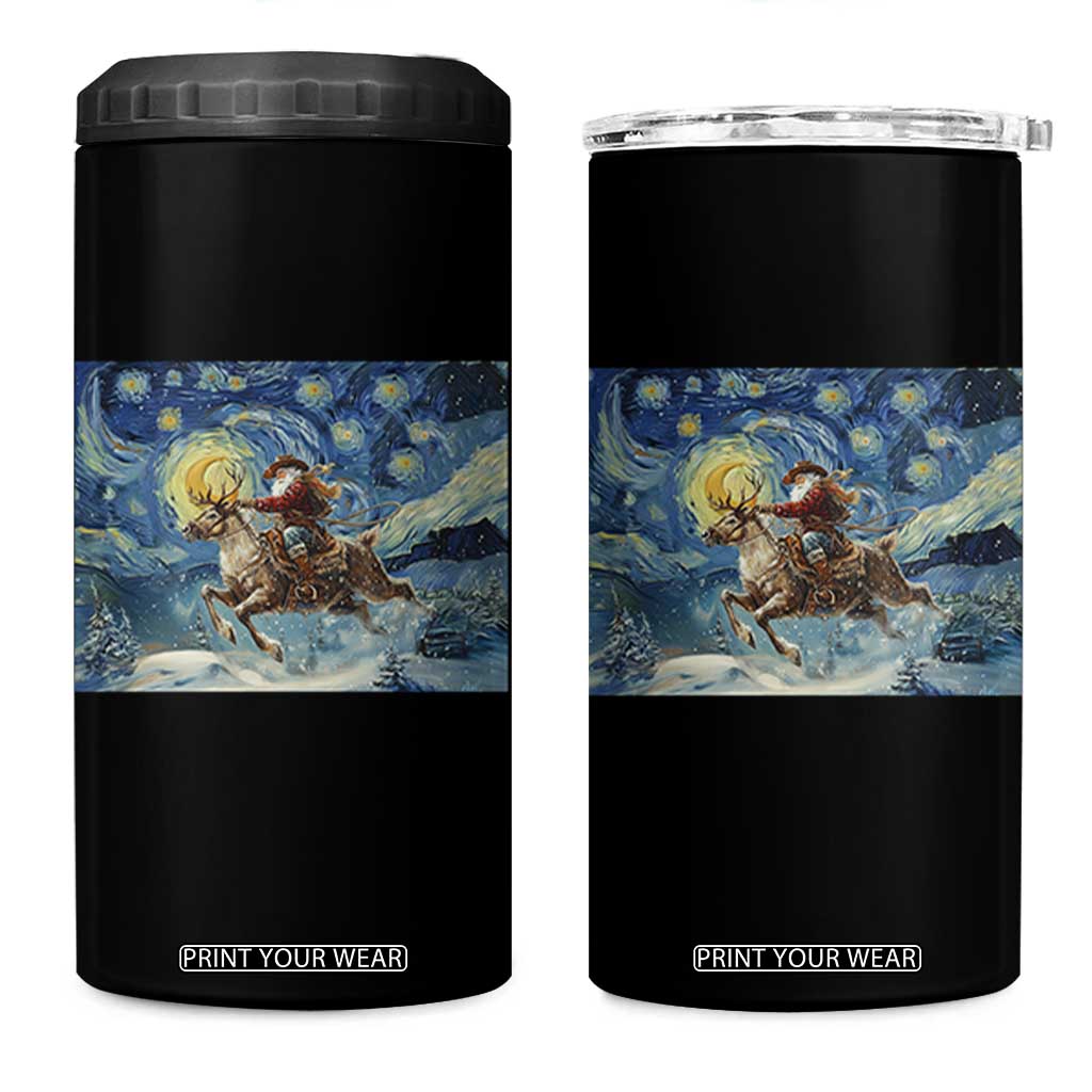 Cowboy Santa Starry Night Christmas 4 in 1 Can Cooler Tumbler TS14 One Size: 16 oz Black Print Your Wear