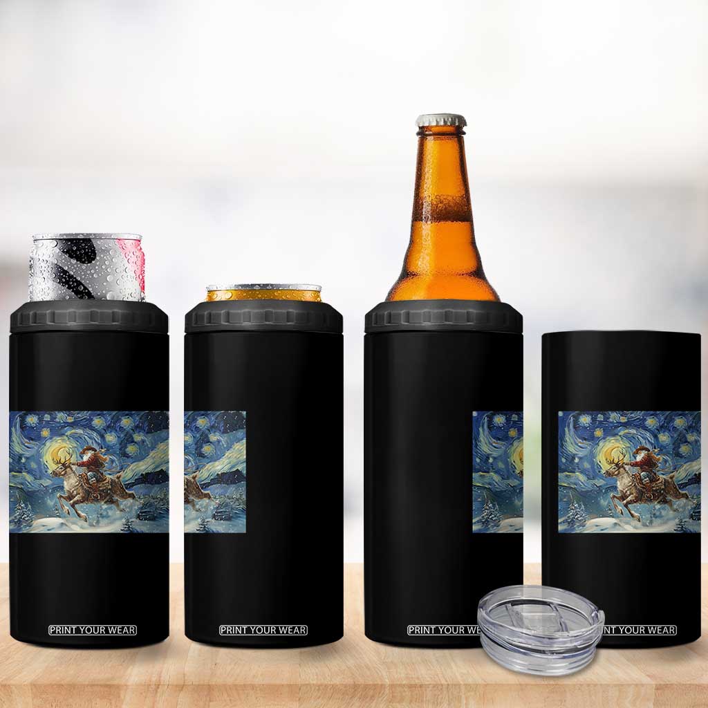 Cowboy Santa Starry Night Christmas 4 in 1 Can Cooler Tumbler - Print Your Wear