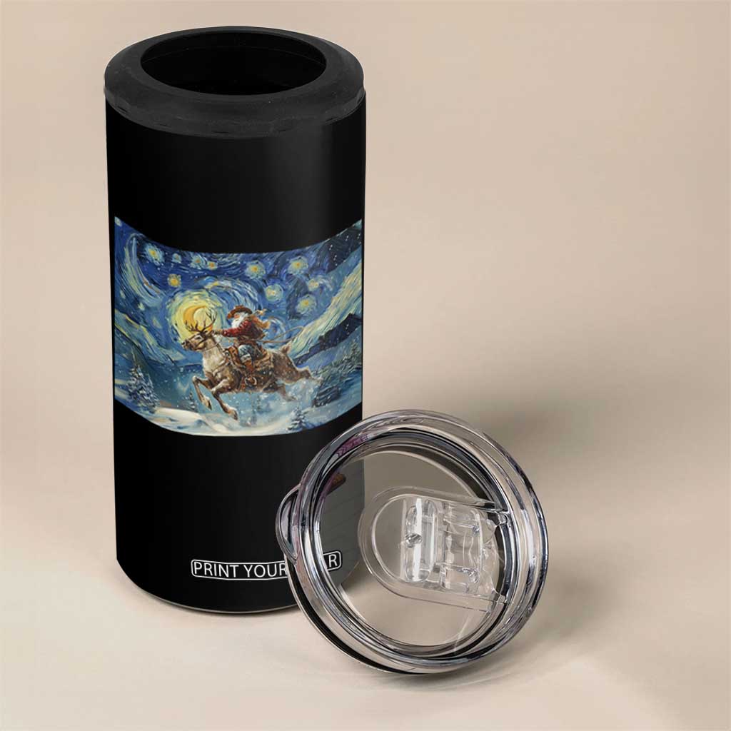 Cowboy Santa Starry Night Christmas 4 in 1 Can Cooler Tumbler - Print Your Wear