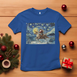Cowboy Santa Starry Night Christmas T Shirt TS14 Royal Blue Print Your Wear
