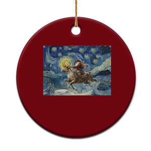 Cowboy Santa Starry Night Christmas Ceramic Ornament - Print Your Wear
