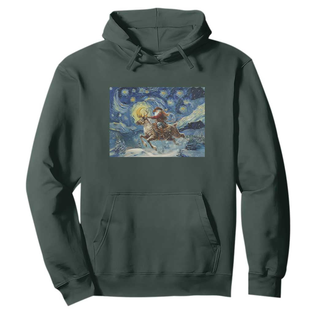Cowboy Santa Starry Night Christmas Hoodie TS14 Dark Forest Green Print Your Wear