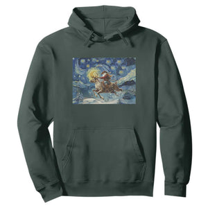 Cowboy Santa Starry Night Christmas Hoodie TS14 Dark Forest Green Print Your Wear