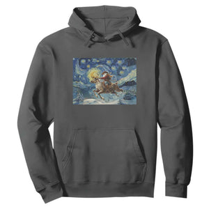 Cowboy Santa Starry Night Christmas Hoodie TS14 Dark Heather Print Your Wear