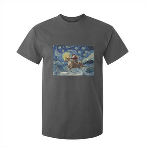 Cowboy Santa Starry Night Christmas T Shirt For Kid TS14 Dark Heather Print Your Wear