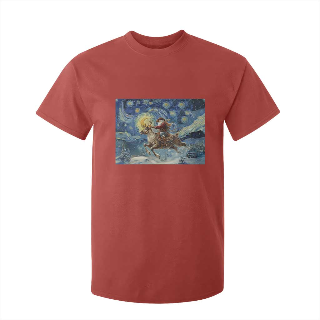 Cowboy Santa Starry Night Christmas T Shirt For Kid TS14 Red Print Your Wear