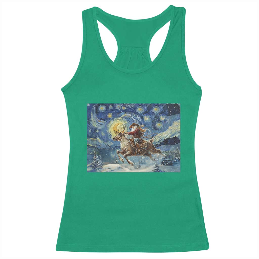 Cowboy Santa Starry Night Christmas Racerback Tank Top TS14 Irish Green Print Your Wear