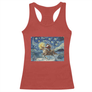 Cowboy Santa Starry Night Christmas Racerback Tank Top TS14 Red Print Your Wear