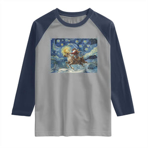 Cowboy Santa Starry Night Christmas Raglan Shirt TS14 Sport Gray Navy Print Your Wear