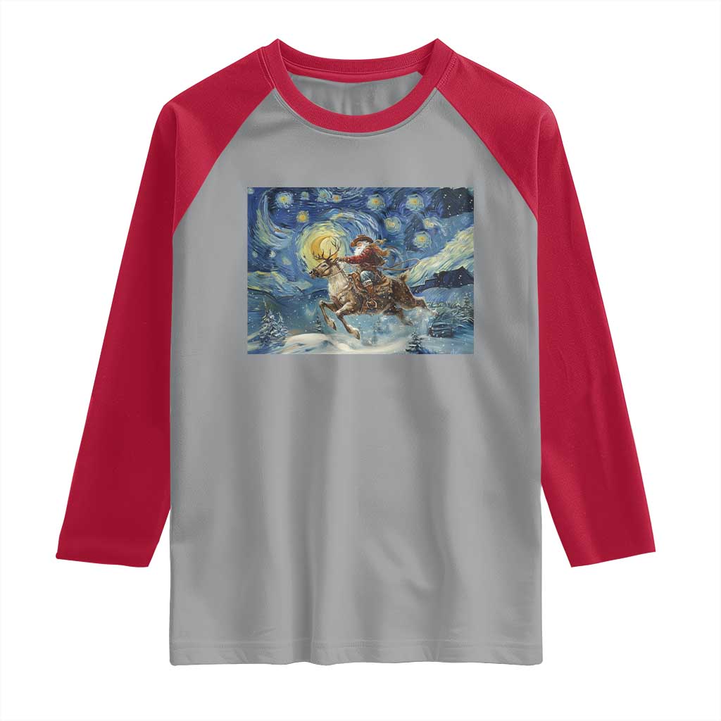 Cowboy Santa Starry Night Christmas Raglan Shirt TS14 Sport Gray Red Print Your Wear