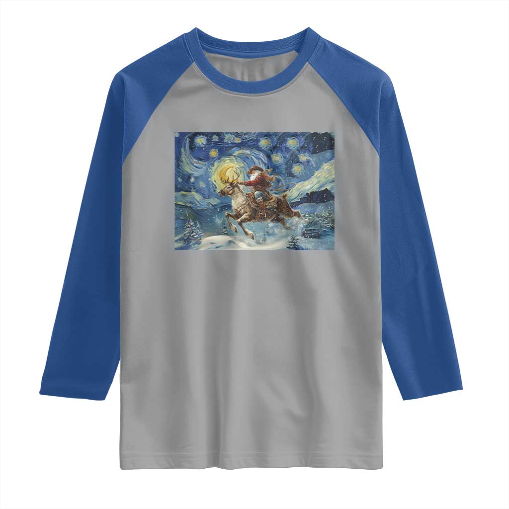 Cowboy Santa Starry Night Christmas Raglan Shirt TS14 Sport Gray Royal Print Your Wear