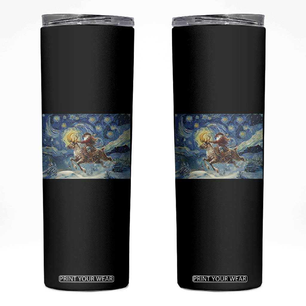 Cowboy Santa Starry Night Christmas Skinny Tumbler - Print Your Wear