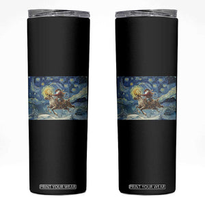 Cowboy Santa Starry Night Christmas Skinny Tumbler - Print Your Wear