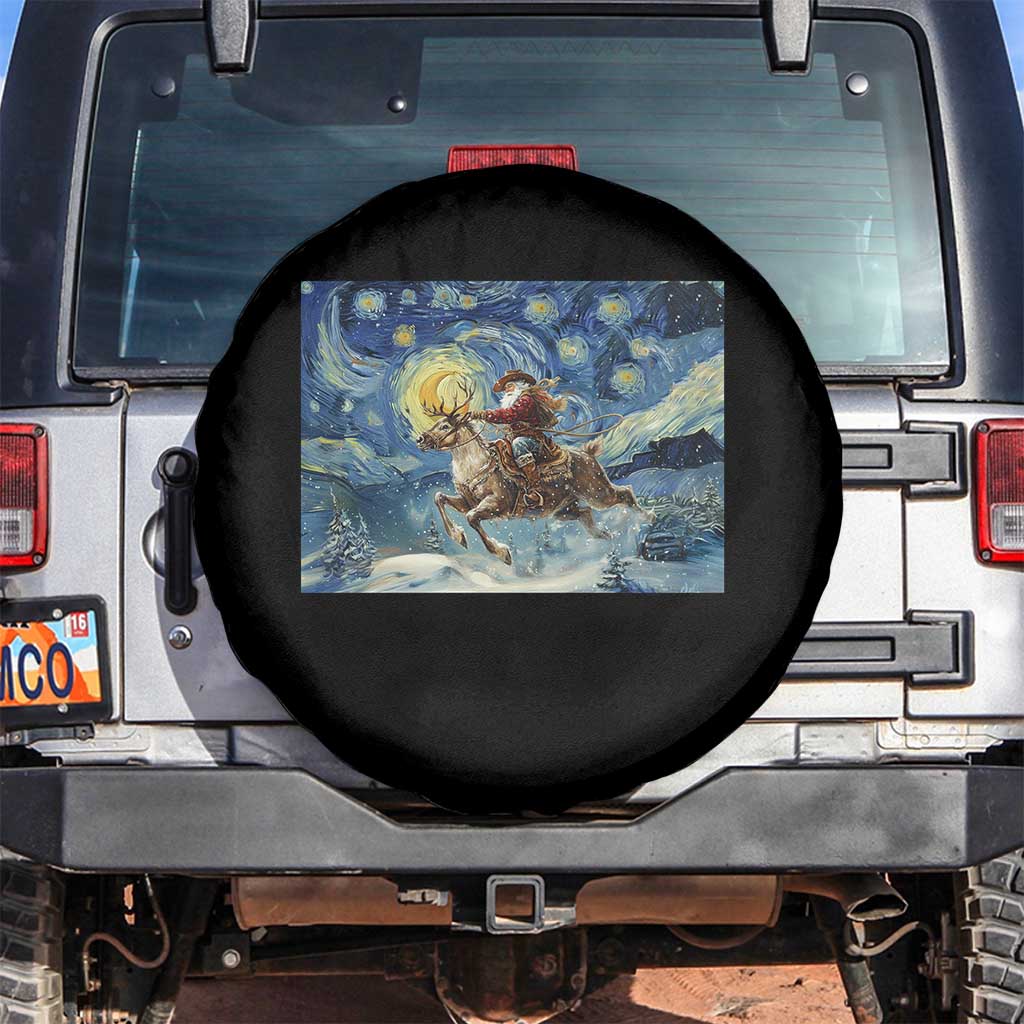 Cowboy Santa Starry Night Christmas Spare Tire Cover TS14 No hole Black Print Your Wear