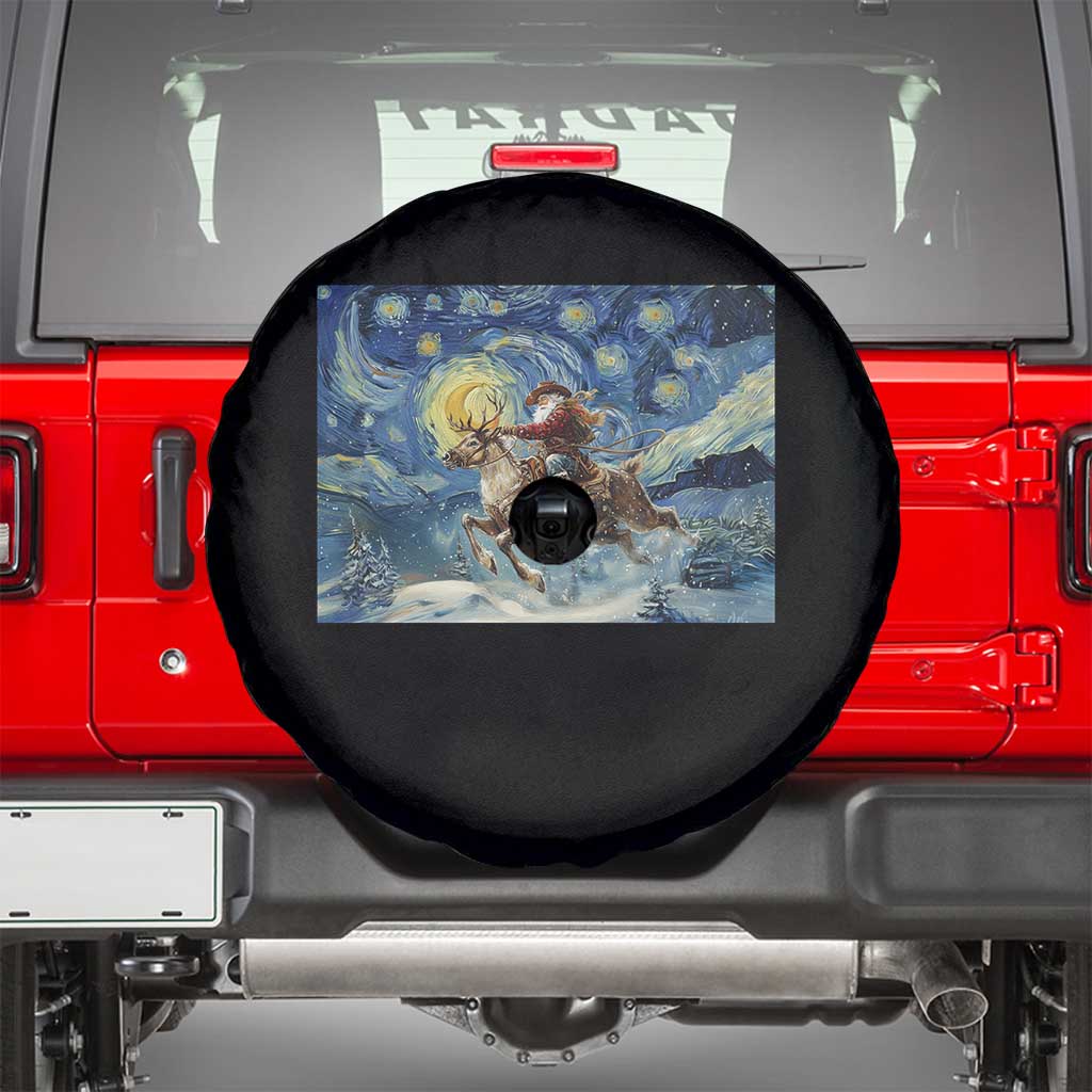 Cowboy Santa Starry Night Christmas Spare Tire Cover TS14 Black Print Your Wear