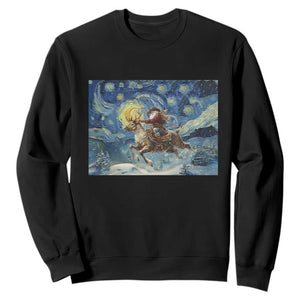 Cowboy Santa Starry Night Christmas Sweatshirt TS14 Black Print Your Wear