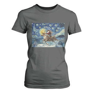 Cowboy Santa Starry Night Christmas T Shirt For Women TS14 Dark Heather Print Your Wear