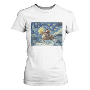 Cowboy Santa Starry Night Christmas T Shirt For Women TS14 White Print Your Wear
