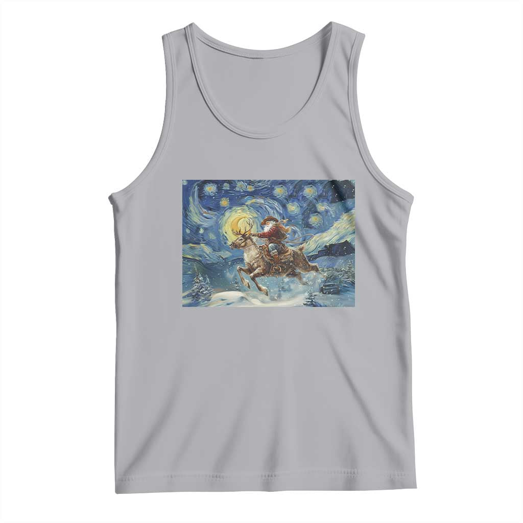 Cowboy Santa Starry Night Christmas Tank Top TS14 Athletic Heather Print Your Wear