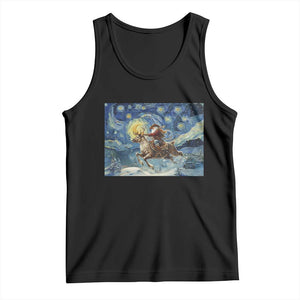 Cowboy Santa Starry Night Christmas Tank Top TS14 Black Print Your Wear