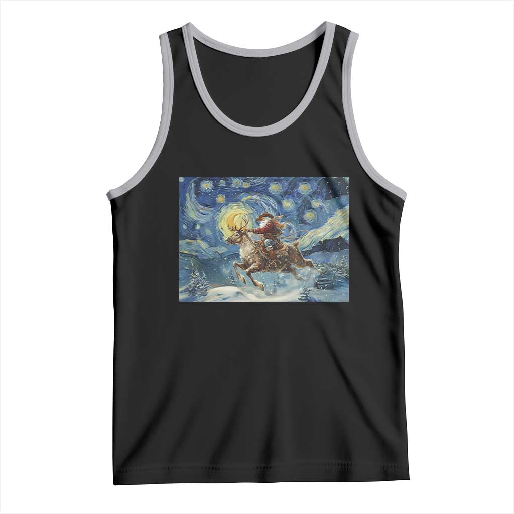 Cowboy Santa Starry Night Christmas Tank Top TS14 Black Athletic Heather Print Your Wear