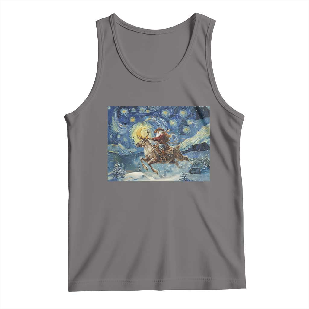 Cowboy Santa Starry Night Christmas Tank Top TS14 Deep Heather Print Your Wear