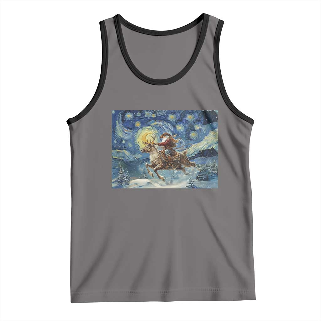 Cowboy Santa Starry Night Christmas Tank Top TS14 Deep Heather Black Print Your Wear