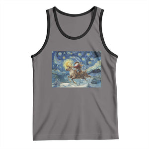 Cowboy Santa Starry Night Christmas Tank Top TS14 Deep Heather Black Print Your Wear