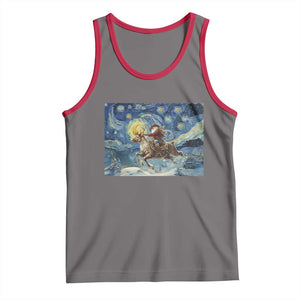 Cowboy Santa Starry Night Christmas Tank Top TS14 Deep Heather Red Print Your Wear