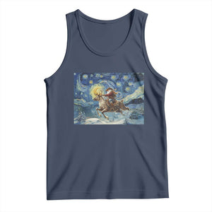 Cowboy Santa Starry Night Christmas Tank Top TS14 Navy Print Your Wear